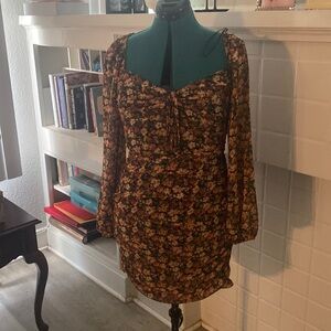 Floret Studios Floral Print long Sleeve minidress Size Medium